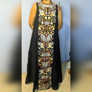 Anthropologie Jacaranda tiered maxi embroidered dress